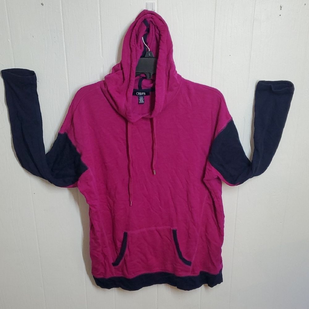 Chaps Womens Large Sport Pink and Navy Blue Hoodie 🌏5/$10🌏